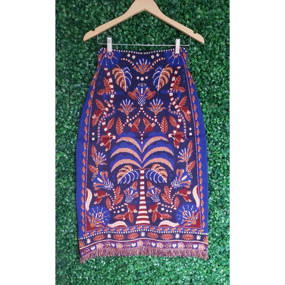 Farm Rio Nature Beauty Scarf Knit Midi Skirt - Picture 8 of 11